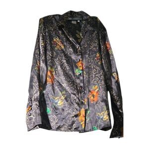 TESS Vintage Satin Blouse – Made in Singapore/Hong Kong – Size M
